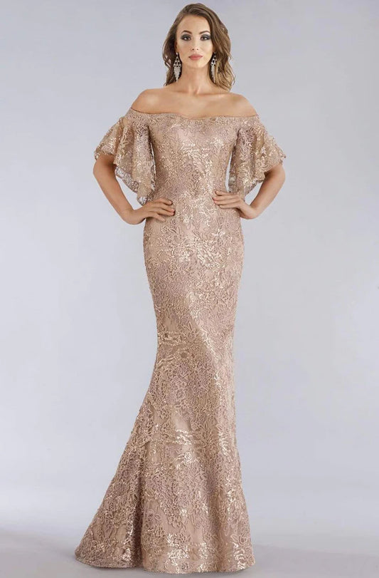 Feriani Couture Size 14, Elegant Evening Gown or Mother's Dress, Gold/Blush