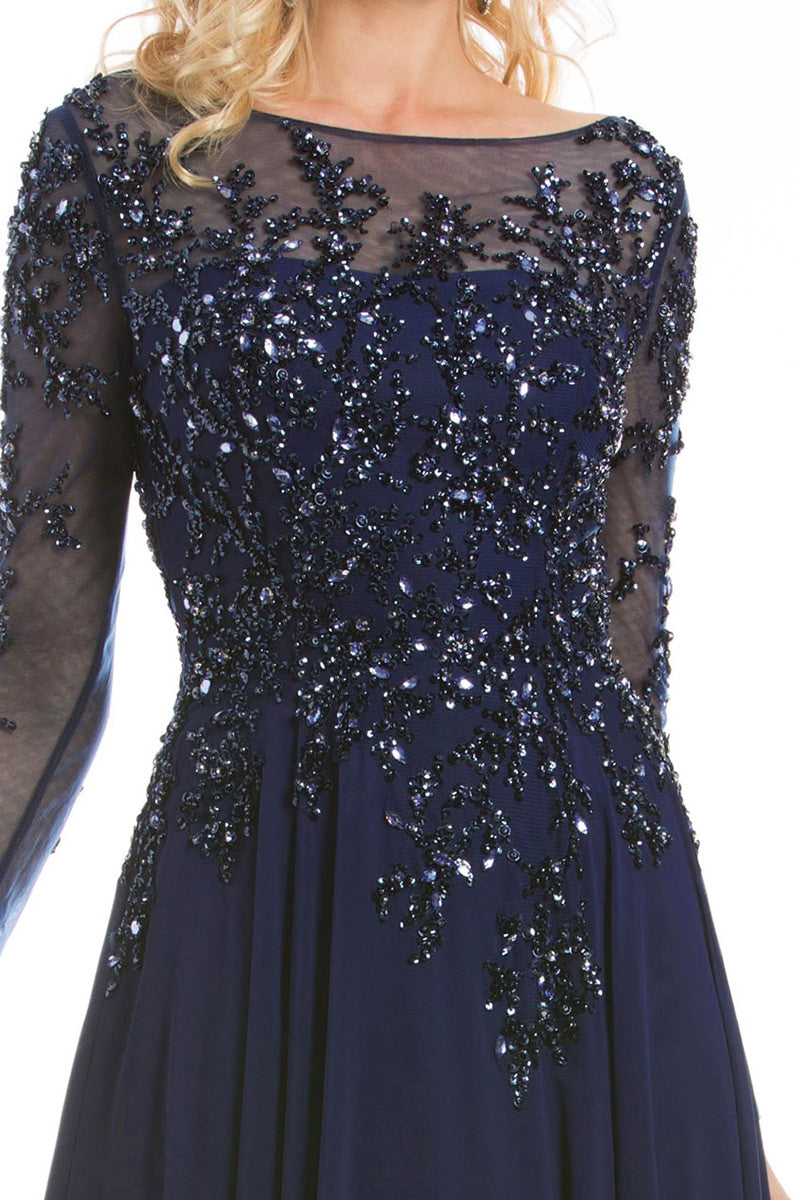 Feriani Couture, Gorgeous Beaded Evening Gown, Perfect for Mom, Navy, Size 12