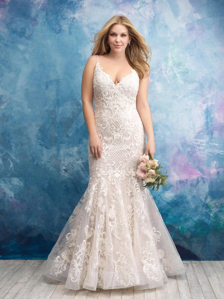 Allure Bridal Gown W430 - Gorgeous Fit & Flare, crystal embroidered Bridal Gown. Size 28W