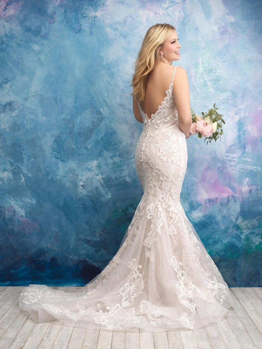 Allure Bridal Gown W430 - Gorgeous Fit & Flare, crystal embroidered Bridal Gown. Size 28W