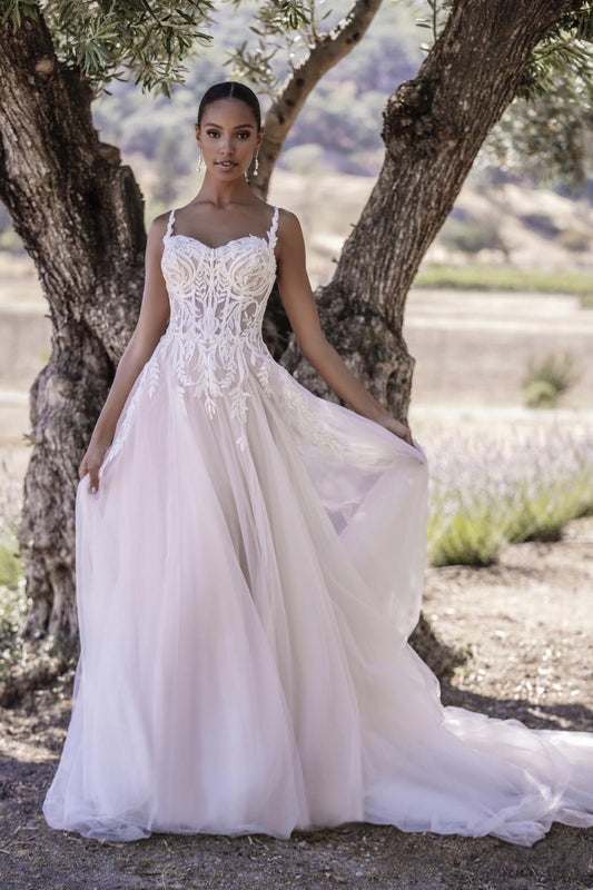 Allure Bridal Gown R3607, size 12 & 14, Nude/Champagne